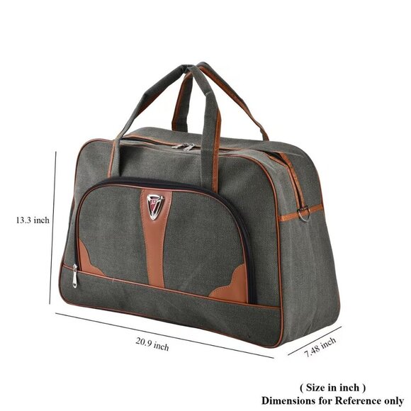 Green Canvas Duffle Travel Luggage Bag - Picture 2 of 3